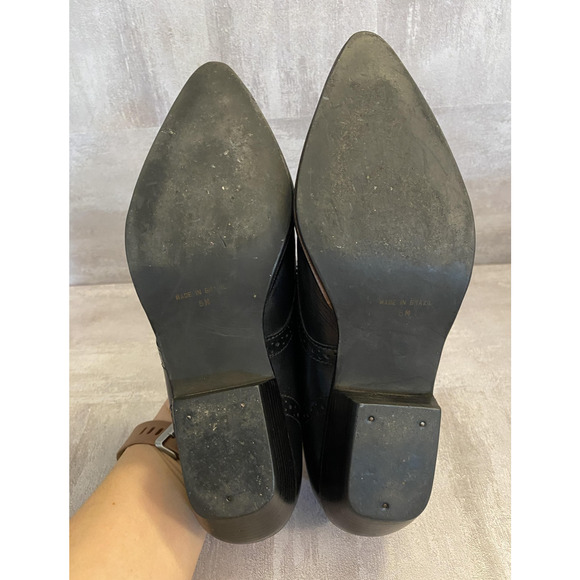 Vintage Nine West Ankle Boots Womens 6 Black Leather Buckle Pointed Toe - Picture 13 of 15